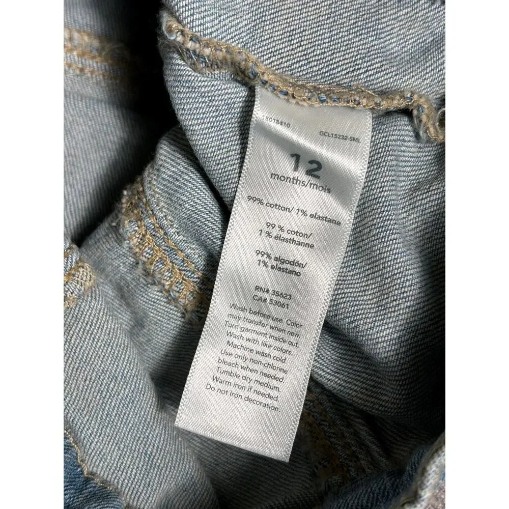 Carter's Jean Jacket Girls Size 12M Blue Denim Long Sleeve Button Up